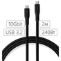 Дата кабель USB-C to USB-C 2.0m UBS3.2 Gen2 10G 240W Chip Silicon Black Vinga (VCPDCCC3242SB) - зменшене зображення 4