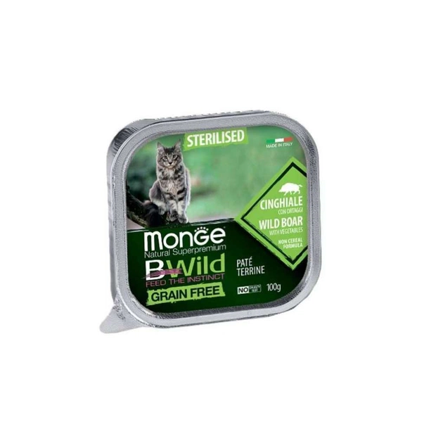Паштет для кошек Monge BWild Grain Free Wet Wild Boar Sterilised Cat 100 г (8009470012904) - изображение 1
