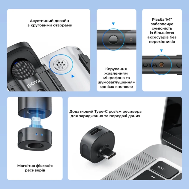 Микрофон Boya Magic-07 Type-C Black (Magic-07) - изображение 8