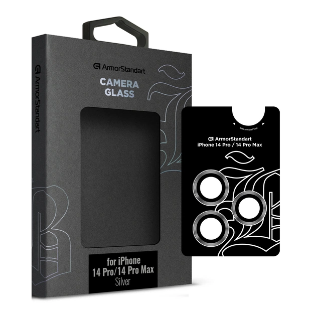 Скло захисне Armorstandart Camera glass Supreme Black Icon iPhone 14 Pro/14 Pro Max Silver (ARM76597) - зображення 1