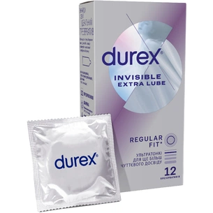 Презервативи Durex Invisible Extra Lube ультратонкі з додатковою змазкою 12 шт. (5052197057089) зображення 1