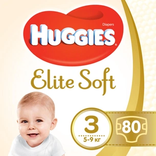 Підгузки Huggies Elite Soft 3 Mega (5-9 кг ) 80 шт (5029053545295) зображення 1