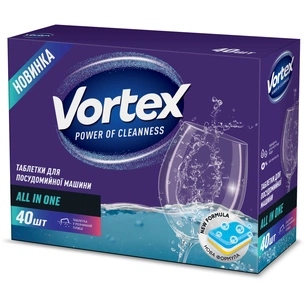 Таблетки для посудомийних машин Vortex All in 1 40 шт. (4823071618594) зображення 1