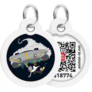 Адресник для тварин WAUDOG Smart ID з QR паспортом "Рік і Морті 1", коло 25 мм (225-0280) зображення 1