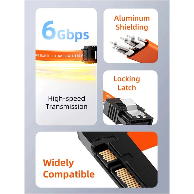 Кабель для передачі даних SATA III 0.5m 90° corner Cabletime (CA915903) - picture 3