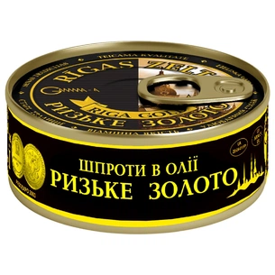 Рибні консерви Ризьке золото Шпроти в олії 240 г з ключем (4820062446402) зображення 1