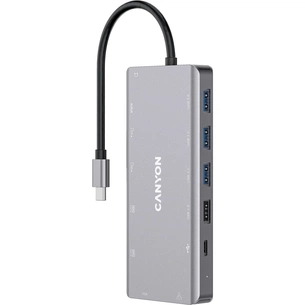 Порт-реплікатор Canyon DS-12, 13 in 1 USB-C hub, 2*HDMI, Gigabit Ethernet, VGA, 3*USB3.0, PD/100W, 3.5mm audio jack (CNS-TDS12) зображення 1