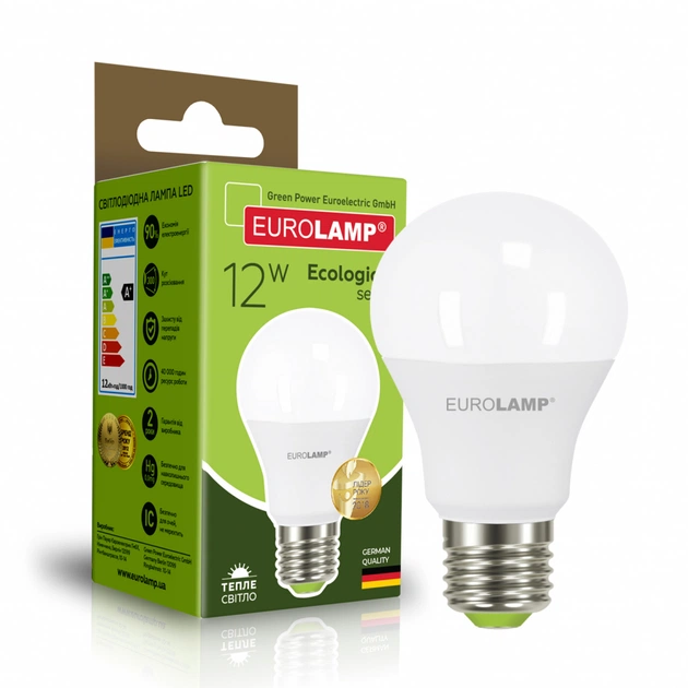 Лампочка Eurolamp LED А60 12W E27 3000K 220V (LED-A60-12273(P)) - изображение 1