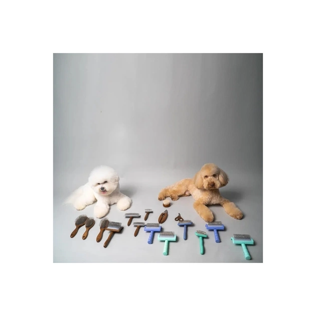 Гребінець для тварин Tauro Pro Line дерев'яна вигнута прямокутна, штифти 25 мм, фіолетова М (TPLB63651) - picture 3