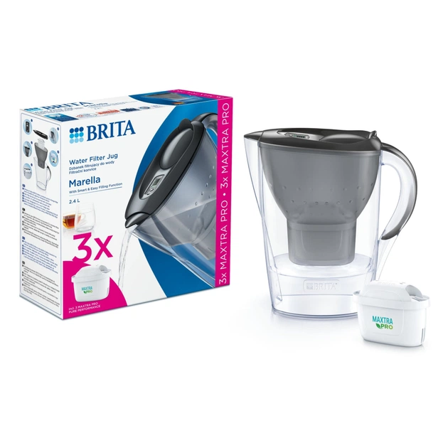 Фільтр-глечик Brita Marella Memo MXPro 2.4л (1.4л води) з фільтр-картриджем 3шт, графіт (1052796) - picture 6