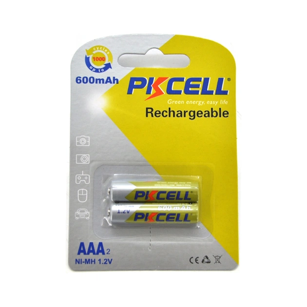 Аккумулятор PkCell AAA R03 600mAh 1.2V NiMH Rechargeable Battery, 2шт/бл (PC/AAA600-2BR) - изображение 1