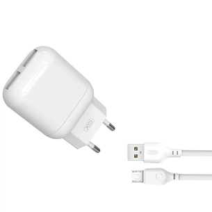 Зарядний пристрій XO 2xUSB 2.4A + cable USB to Micro 5P white (L78-M-WH) зображення 1