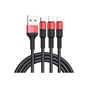 Дата кабель USB 2.0 AM to Lightning + Micro 5P + USB-C 1.0m Xpress one X26 black+red HOCO (6957531080282) - зменшене зображення 1