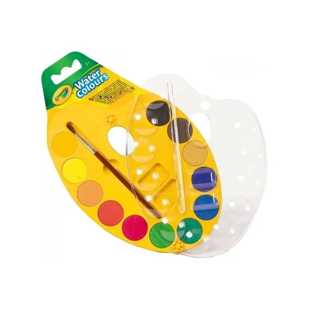Акварельные краски Crayola палитра 12 шт с кисточкой (53-8434) - изображение 1
