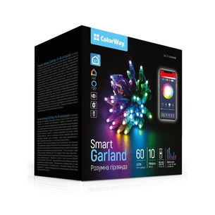 Гірлянда ColorWay Smart LED RGB WiFi+Bluetooth 10M 60LED IP65 (CW-GS-60L10UMC) зображення 1