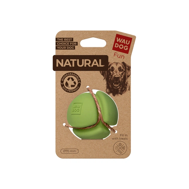 Іграшка для собак WAUDOG Fun Natural М'яч 7 см зелена (621318) - зображення 1