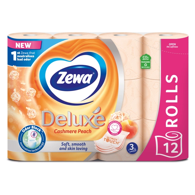 Туалетний папір Zewa Deluxe Персик 3 шари 12 рулонів (7322541396026) - зображення 1