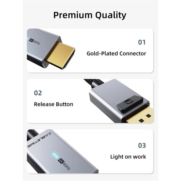 Кабель мультимедійний DisplayPort M to HDMI M 3.0m 4K60Hz Cabletime (CA915330) - зображення 5