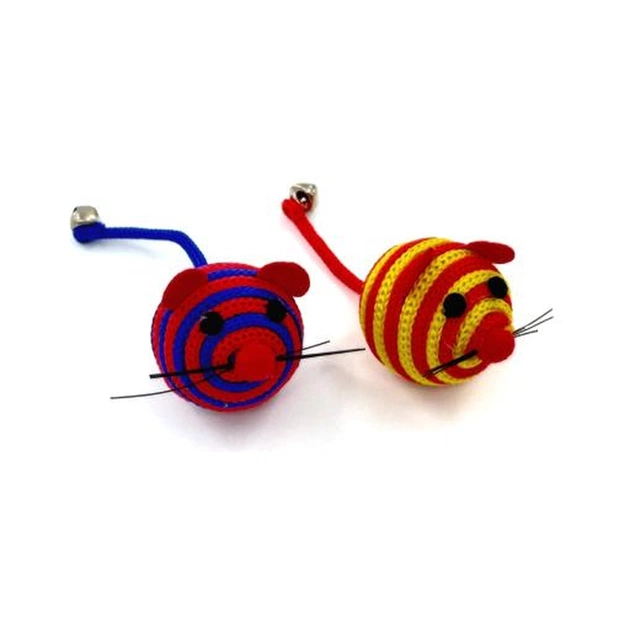 Іграшка для котів Hippie Pet Мишки смугасті різнокольорові 4 см 2 шт (HIPCT18040) - зображення 1