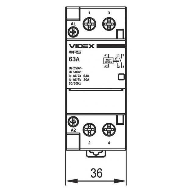 Контактор Videx 2п 63А 2НВ VF-RS-MC2O-63 RESIST - picture 5