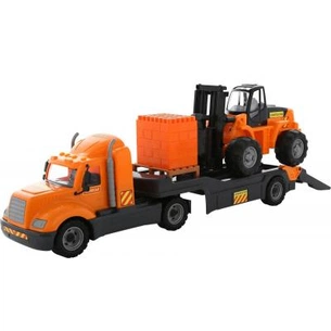 Спецтехніка Polesie Автомобиль-трейлер + автокар + конструктор Супер-Микс 30 эл. (55699) зображення 1