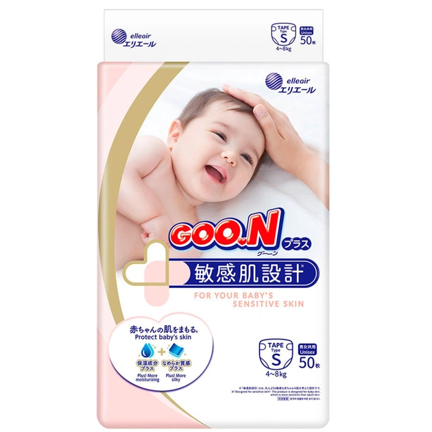 Підгузки GOO.N Plus для дітей 4-8 кг розмір S на липучках 50 шт. (843334) - зображення 1