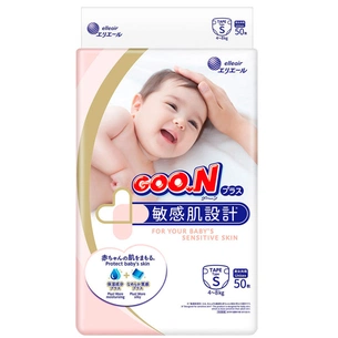 Підгузки GOO.N Plus для дітей 4-8 кг розмір S на липучках 50 шт. (843334) зображення 1