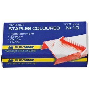 Скоби для канцелярського степлера Buromax №10, color, 1000 шт. (BM.4421) зображення 1
