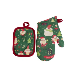 Кухонна прихватка Прованс набір рукавичка та прихватка Санта на зеленому (035795) изображение 1
