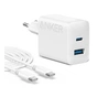 Зарядний пристрій Anker PowerPort 312 - 20W USB-C USB-A + USB-C cable White (B2348G21) - зменшене зображення 1