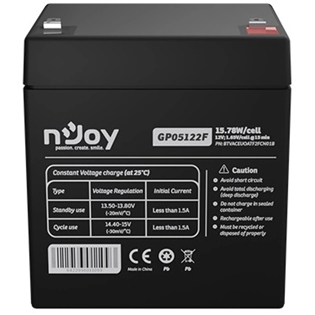 Акумуляторна батарея Njoy GP05122F 12V 5AH (BTVACEUOATF2FCN01B) AGM - зображення 1