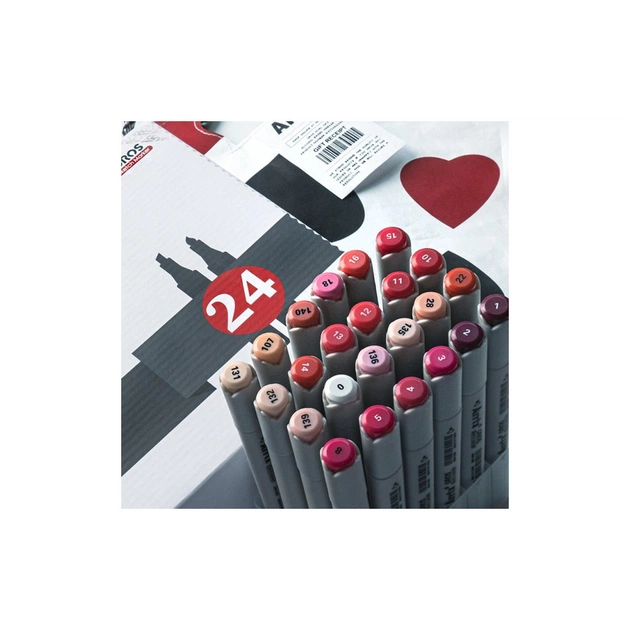 Художній маркер Arrtx Спиртові Oros ASM-03RD 24 кольори, червоні відтінки (LC302536) - picture 7