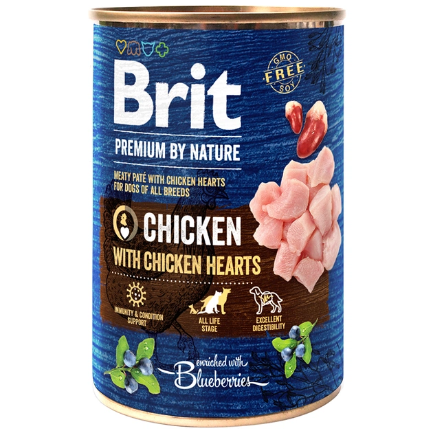 Консерви для собак Brit Premium by Nature курка з курячим серцем 800 г (8595602538546) - изображение 1
