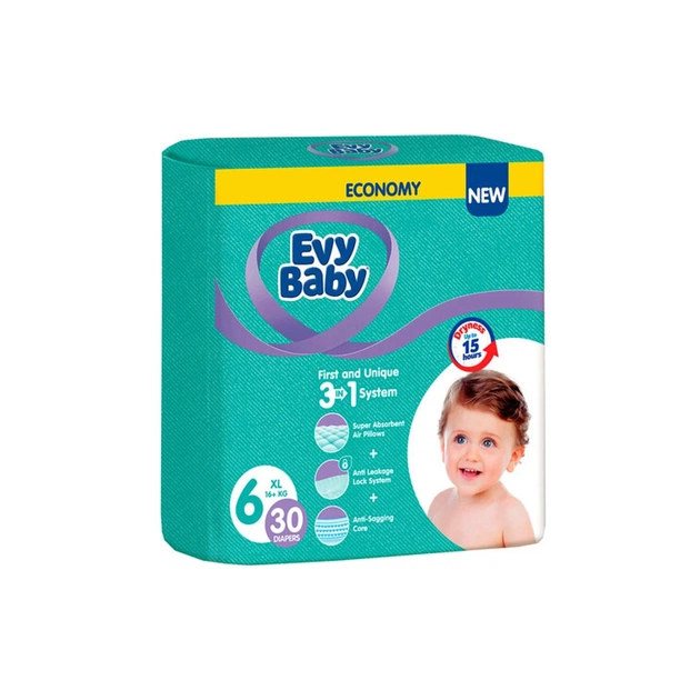Підгузки Evy Baby XL Розмір 6 (16+ кг) 30 шт. (8690506521479) - изображение 1