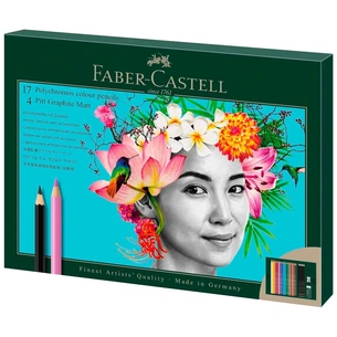 Олівці кольорові Faber-Castell Polychromos 17 кольорів з аксесуарами у картонній подарунковій коробці (210052) (32668) зображення 1
