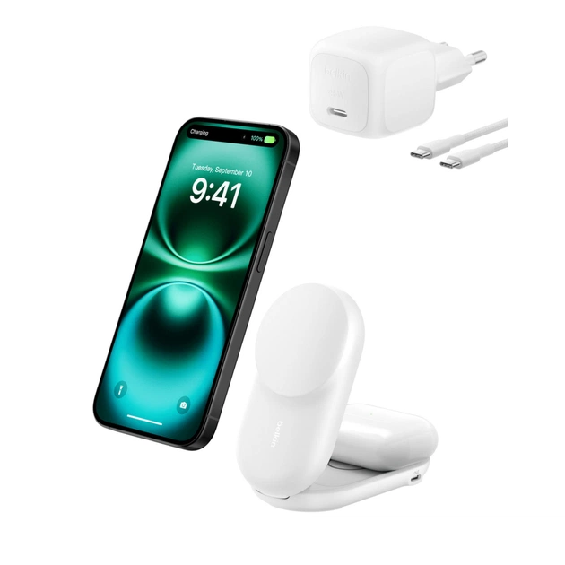 Зарядний пристрій Belkin UltraCharge Wireless 2-in-1 25W white (WIZ039KQWH) - picture 8