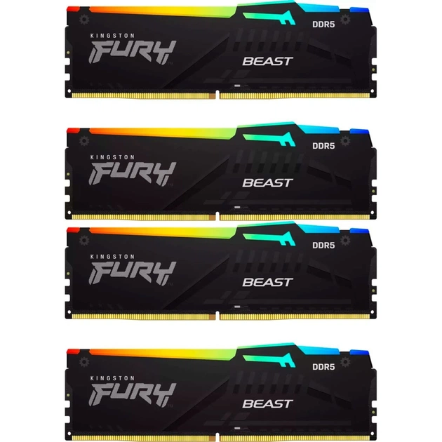 Модуль памяти для компьютера DDR5 128GB (4x32GB) 5600 MHz Beast RGB XMP Kingston Fury (ex.HyperX) (KF556C40BBAK4-128) - изображение 1