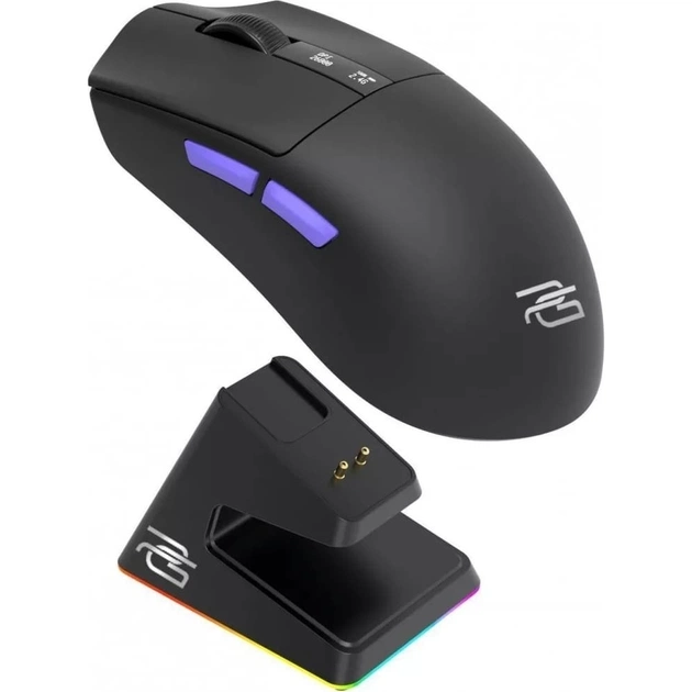 Миша бездротова Proove Gaming Superfight Wireless with charging dock Black/Purple (WMSW00122001) - зображення 1