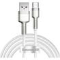 Дата кабель USB 3.1 AM to USB-C 2.0m 6.0A 66W Cafule Series Metal White Baseus (CAKF000202) - зменшене зображення 1