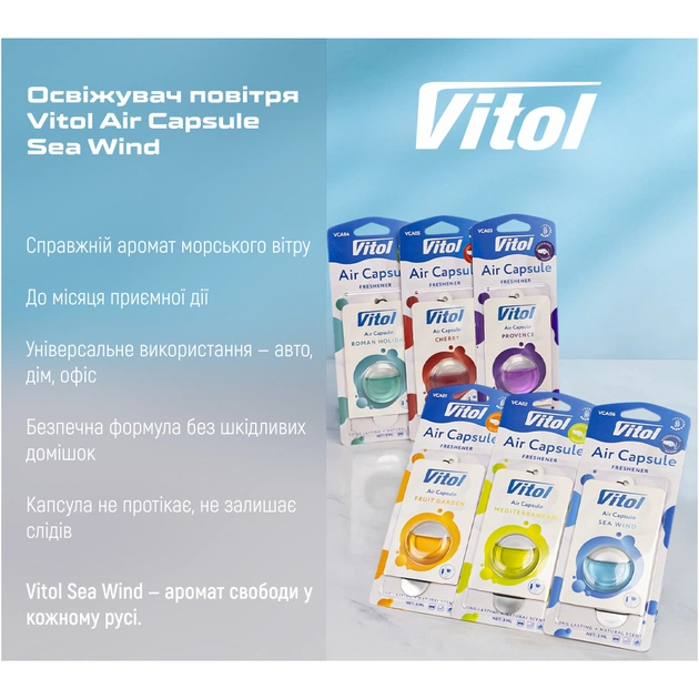 Ароматизатор для автомобиля VITOL Air Capsule Sea Wind 3мл (VCA06) - изображение 4