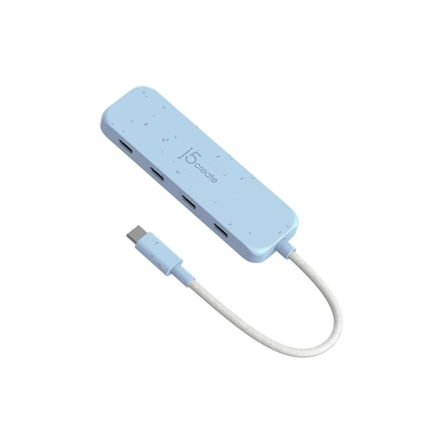 Концентратор J5create USB-C to 4xUSB-C 3.2 10Gbps cyan (JCH345EC-N) - зображення 1