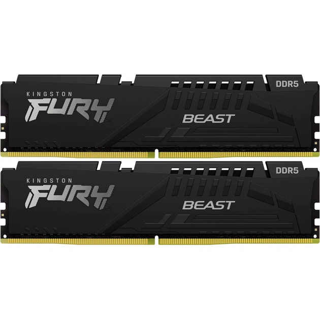 Модуль пам'яті для комп'ютера DDR5 32GB (2x16GB) 4800 MHz Beast Black Kingston Fury (ex.HyperX) (KF548C38BBK2-32) - изображение 1