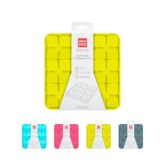 Универсальная посуда для животных WAUDOG Silicone Коврик для поиска корма 20х20х1.7 см желтый (23518) - изображение 1