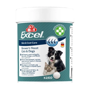 Витамины для собак 8in1 Excel Brewers Yeast для пивные дрожжи с чесноком для кожи и шерсти 260 шт (4048422183815) изображение 1