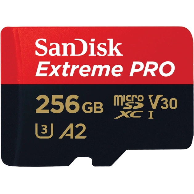 Карта пам'яті SanDisk 256 GB microSDXC UHS-I U3 Extreme Pro+SD Adapter (SDSQXCD-256G-GN6MA) - picture 2