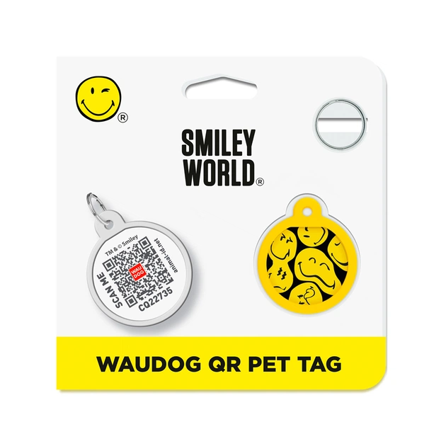 Адресник для тварин WAUDOG Smart ID з QR паспортом "Смайли на чорному", коло 25 мм (225-0181) - picture 5