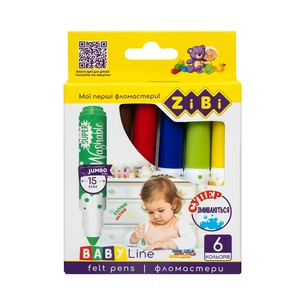 Фломастери ZiBi BABY Line SUPER JUMBO SUPERWASHABLE 6 кольорів (ZB.2816) зображення 1
