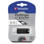 USB флеш накопичувач Verbatim 64GB PinStripe Black USB 3.0 (49318) - зменшене зображення 5