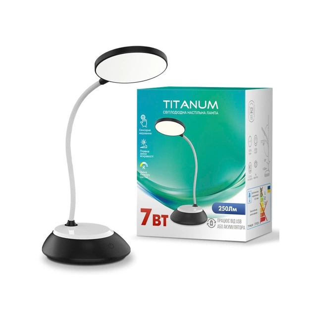 Настольная лампа TITANUM LED DC3 7W 3000-6500K USB черная (TLTF-022B) - изображение 1