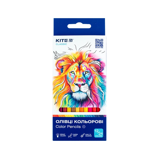 Олівці кольорові Kite Classic двосторонні, 12 кольорів (K-054) - picture 1